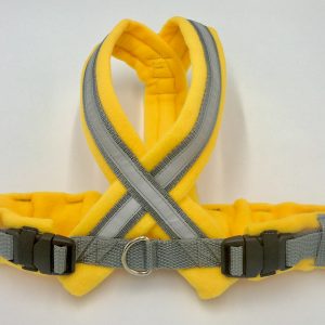 eDog. Hi Viz Greyhound Harness. Yellow and Silver Grey