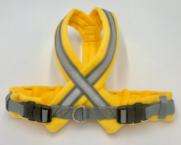 eDog. Hi Viz Greyhound Harness. Yellow and Silver Grey