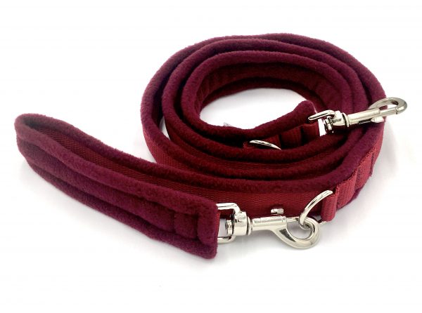 eDog. 2m Plain Dog Fleece Lead. Cherry Red