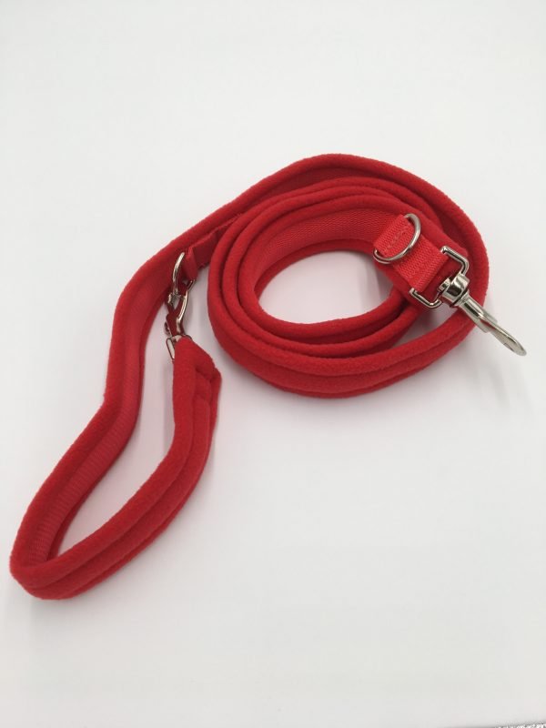 eDog. 2m Plain Dog Fleece Lead. Red.